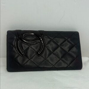 Chanel long Wallet Black Leather Chanel Quilted Cambon Yen Long Wallet Black.